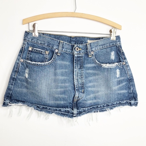 CHIP & pepper ultra distressed button fly mini denim skirt - Picture 12 of 12
